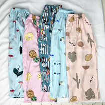 Sleeping Pants Woman Summer Cotton Silk Seven Pants Thin made of artificial cotton pants Loose Big Code Cotton Silk Medium Pants Pure Cotton Home Shorts