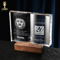 New creative crystal trophies customized high-end solid wood medals Teachers Day individual awards commemorative medals customization