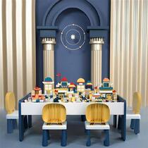 Bed with lid table and stool matching couple dining table can be raised with building block table Childrens assembly puzzle 2 shopping mall 4