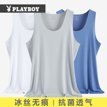 Playboy Ice Silk mens vest sports hurdles fitness sleeveless summer thin undercut mens sweatshirt
