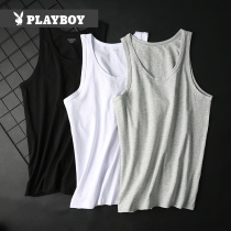 Playboy cotton vest mens summer thin wear sports fitness hurdles sleeveless white undershirt