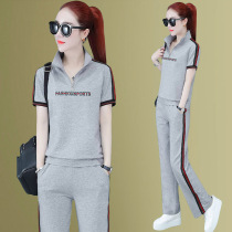 Casual Sports Suit Women Xia 2022 New Korean Version Temperament Goddess Ocean Gas Running Suit Spring Summer Short Sleeve Two Sets