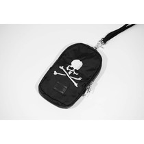 Autonomous dark black MMJ embroidery Skull skull head bag MMW mini hand grab bag hand carry bag Canvas Zero Wallet Mobile Phone Bag