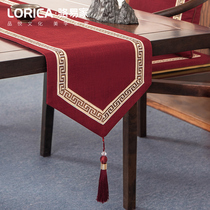 Luo Yis New Year red table flag Christmas wedding coffee table tablecloth light luxury high-end modern dining table decorative cloth strip