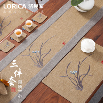 Luo Yejia tea table fabric set new Chinese table flag tea mat Zen tea cup cushion tea table decorative cloth long strip tea towel