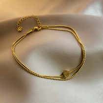 Fu Zi double sexy anklet female Korean version of simple Mori foot bare chain personality titanium steel foot chain temperament foot decoration student