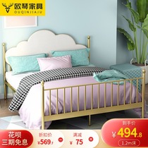 Modern simple environmental protection Nordic ins Net red bed light luxury Princess iron bed golden double bed minimalist 1 8 clouds
