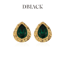 DBLACK diamond-studded emerald drop earrings female retro baroque gemstone earrings 2023 new summer