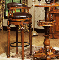 Bar chair solid wood European bar chair stool bar table home American bar stool backrest bar chair rotating bar stool