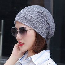 Summer cover white hair forehead headdress thin hat Baotou hat female pile hat lace hollow headscarf breathable