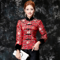 Jinlingfang winter clothing National style large size middle-aged Tang suit mother jacket Chinese Han clothing silk cotton dinner banquet