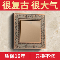German wall switch socket household panel New Chinese European style retro high-end American Chinese antique hidden