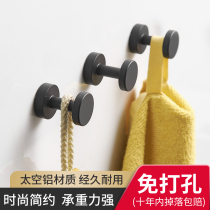 Black single coat hook coat hook wall hanging paste clothes single hook adhesive hook toilet bathroom door rear hook free of punching