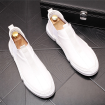 European Station Men Shoes Breathable Boomer Shoes Han Edition Casual High Help Board Shoes Shoes 100 Hitch White Mens Short Boots