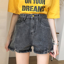 Denim shorts women Spring Korean straight loose high waist thin 2021 new gray super fire cec pants ins tide