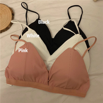 Spring Korean version of French small bra with chest pad bandeau triangle cup without steel ring beautiful back underwear sling girl bra
