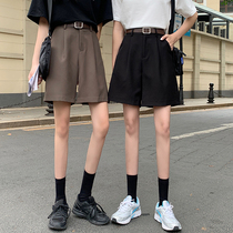 Suit tooling shorts womens summer thin wide-leg pants five-point pants high-waisted a-line pants loose small middle pants