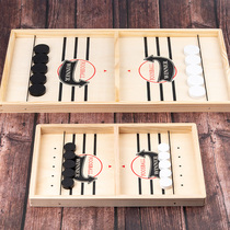 Bouncing chess Tabletop catapult wooden two-player battle Parent-child interactive toy Childrens ice hockey puzzle competitive game