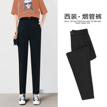 Suit pants womens pants summer thin section nine points ice silk Chiffon straight tube loose casual radish cigarette tube black trousers