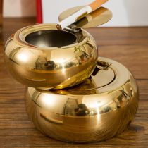 Ashtray with lid Exquisite stainless steel creative fashion ashtray Car bedside smoke-proof flying windproof living room ashtray