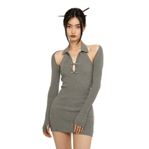 SweetChilling Chinese style buckle knit dress set