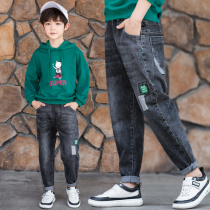 Boys autumn jeans boys spring and autumn clothes in big children loose casual trousers 2021 new childrens pants