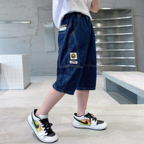 Boy pants 2022 Summer new children Denim Shorts Fat Boy Seven pants CUHK Scout pants thin