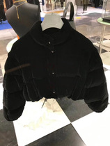 French niche 21 autumn and winter New stand collar black Joker velvet jacket short thick small Down Jacket Women