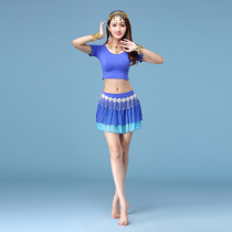Belly dance clothing women's 2020 new summer practice clothing silver mesh suit performance practice clothing dance clothing
