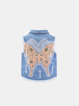 NEXT Childrens waistcoat new baby Canshoulder spring autumn slim girls denim jacket outside wearing foreign air baby waistcoat