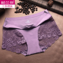 Parandot Ice Silk Unscratched Briefs Female Sensual Fabric Pure Cotton Stalls Womens Flat Angle Pants Mid-Waist Big Code Four Corners