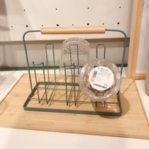 Love home heart with wooden handle Nordic minimalist iron home mug red wine glass storage rack cup holder