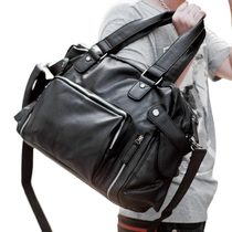 Left Mori Mens Bag Single Shoulder Bag Men Skew Satchel Fashion Casual Han Edition Leather Bag Handbag travel bag Large capacity tide
