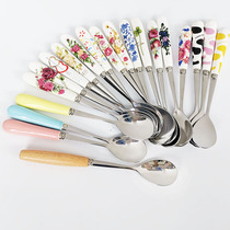 (5 bottles)304 Coffee spoon Ceramic stainless steel mixing spoon Small spoon Honey spoon Afternoon tea petty flower spoon