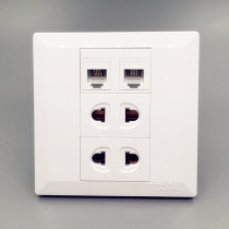 Dual phone plus four-hole power socket two-digit dual telephone interface with 4-hole two-hole switch panel 86