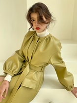 MXU handmade craftsman made Japan imported environmental protection PU leather loose profile thickened leather jacket womens long winter