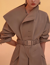MXU gas field burst new fashion Western style big lapel long waist windbreaker coat female spring and autumn