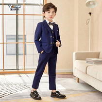 Boy Suits Suit Spring Autumn Handsome 2021 new small flower boy gown Inn host Spring dress Childrens suit