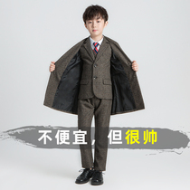 Boy suit Spring and autumn coat with long style jacket handsome gas children suit Inron little flower boy gown Spring Western suit