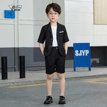 Boy casual suit suit suit summer childrens short sleeve catwalk host suit piano performance dress three-piece set