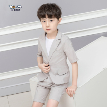 Boy suit suit Handsome casual Korean version of the jacket Summer British little Boy short sleeve childrens shorts three-piece set