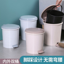 Garbage bin with lid Household toilet Bathroom Living room Creative foot step garbage bucket Large kitchen with lid pull pole bucket