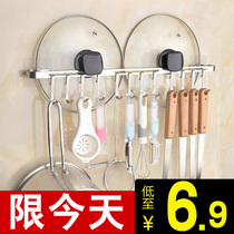 Punch-free kitchen adhesive hook wall hanging kitchen and bathroom pendant clothes hook hook Spatula hook stainless steel hanger hook rack
