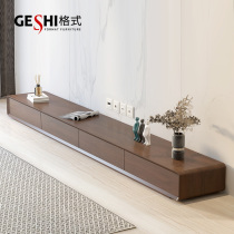TV cabinet Modern simple coffee table combination Nordic light luxury Italian living room Walnut small apartment wall cabinet Floor cabinet
