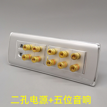 Silver gray 118 five-position convex head audio 10-hole speaker 5 1 surround audio two-hole power supply two plugs