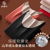 Cashmere thermal underwear Female silk Develvet without mark Self-winter heating blouse with velvety thickened autumn clothes and autumn pants suit