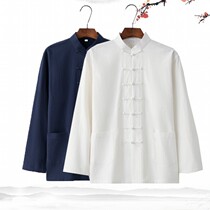 Tang suit male Chinese style spring and autumn coat Zen dress tea artist Buddhist mens clothing Chinese clothing tea man clothing cotton linen