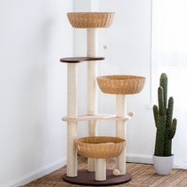 Export Japanese cat climbing frame woven cat nest cat tree one sisal multi-layer cat grab Post platform large easy to take care
