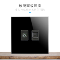 Computer TV smart switch socket tempered glass panel Network cable socket 86 type