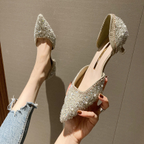 3 Cm Small Heel Shoe Style Baotou Sandal Sandal Women Fairy Wind 2022 Summer Crystal High Heels Woman Temperament Superior